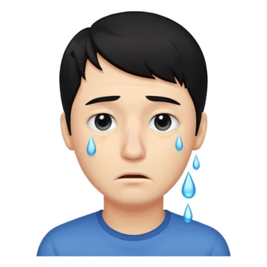 man crying with black hair sticker