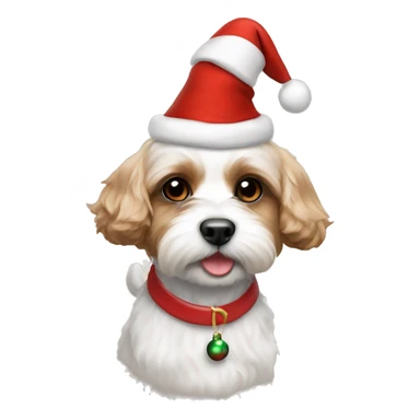Cavachon with Christmas hat  sticker