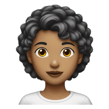 girl with wolfcut hair black sticker