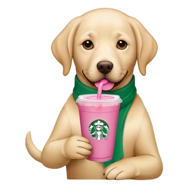 Labrador drinking a Starbucks pink drink sticker