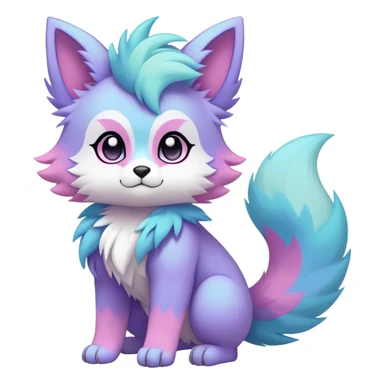 Kawaii pastel edgy colorful ethereal anthro fursona Fakemon sticker