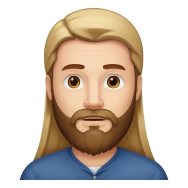 man with long straight hair and beard sticker