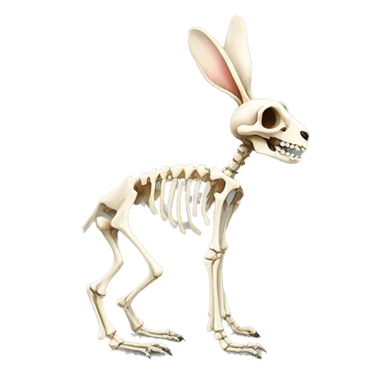 A full-length rabbit skeleton with crosses over its eyes sticker