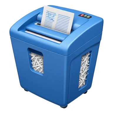 blue paper shredder with papers sticker