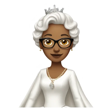 Queen in a white gown and glasses sticker