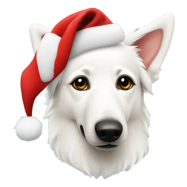 White swiss shepherd Santa hat sticker