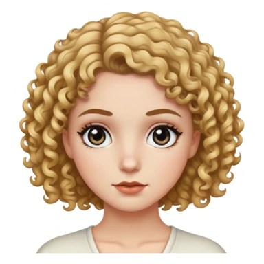 menina branca, olhos pretos, cabelo cacheados e curtos sticker