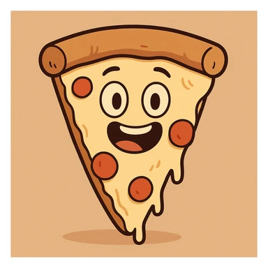 a slice of pizza with a happy face sticker