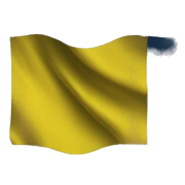 The flag of Ukraine with ⵣ in red sticker