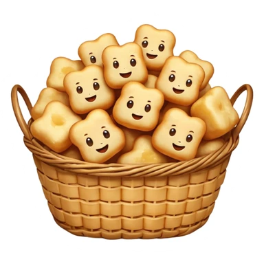 A basket full of fried cheese curds with different emoji faces sticker