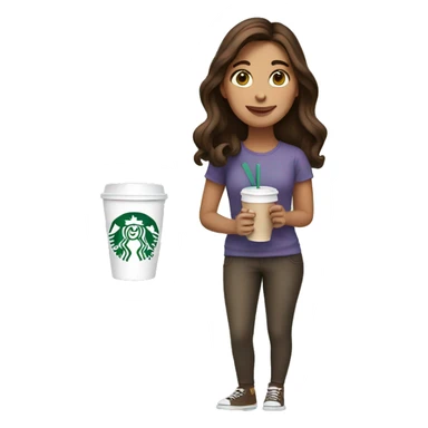 Girl with brown hair holding starbucks cup sticker