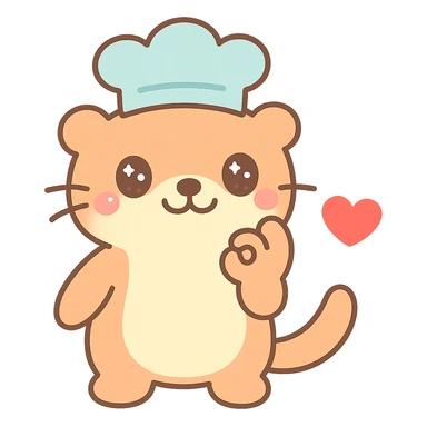 Move the otter's hand closer to its mouth as it does the chef's kiss, keep the red heart and transparent background, kawaii style. sticker