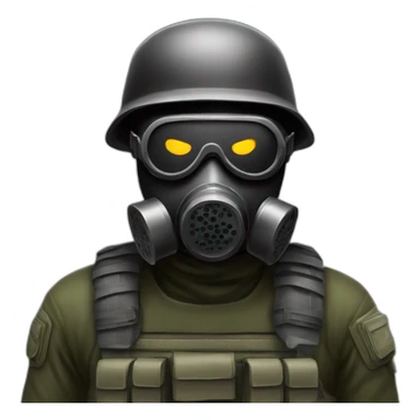 gas masked army man with googles black emoji sticker