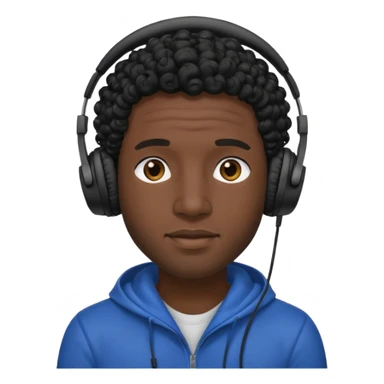 black curly hair man wearing headphones no microphone sticker