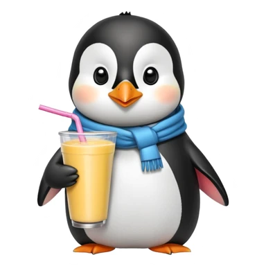 Penguin in a coat drinking a smoothie  sticker
