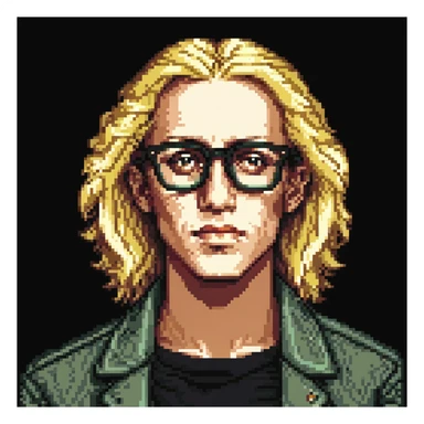 Charles Oliveira close-up portrait with blond hair and glasses sticker