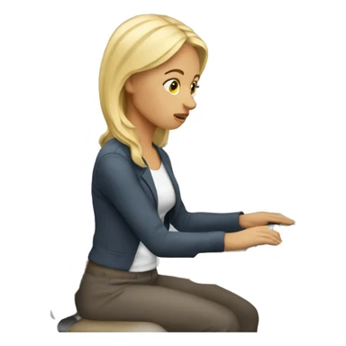 Blonde-woman-at-computer-desk-tired sticker