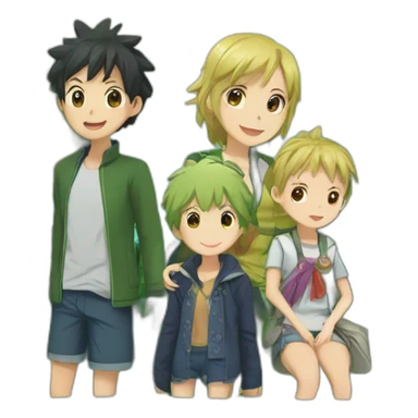 Anime crocodile and two children sticker