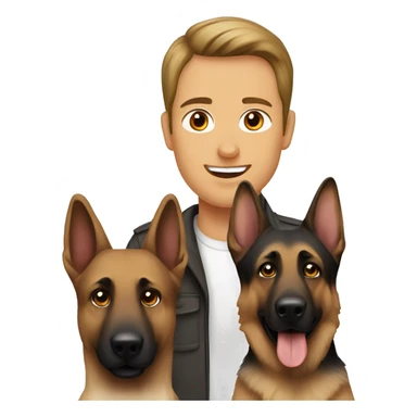German shepherd with a human brown  sticker