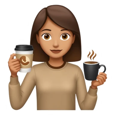 left hand offers a video file, right hand offers a coffee cup, simple, clear, no text sticker