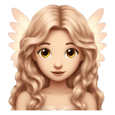 Beautiful, rose, fairy, light beige, long brown hair, big wings, fair skin sticker