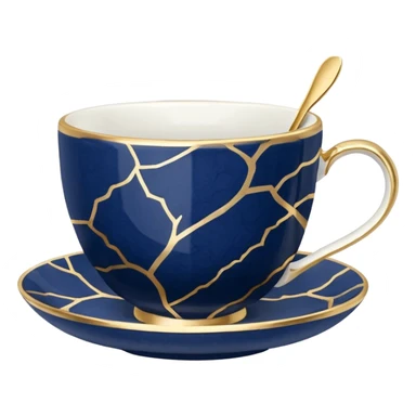 kintsugi navy blue tiny tea cup sticker