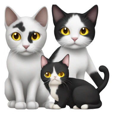 Male Black and white cat with yellow eyes & female black cat with yellow eyes  sticker