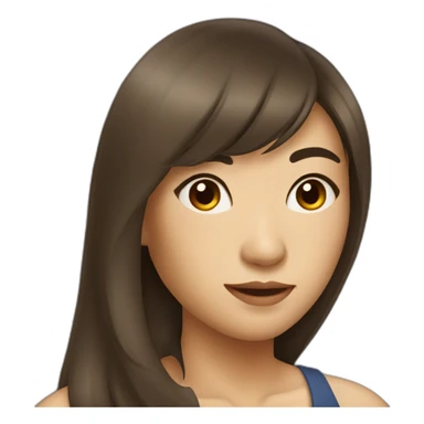 Asian woman with brown long hair, side bangs sticker
