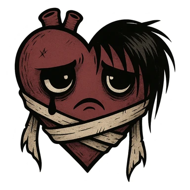 emo heart with bandages, no background sticker