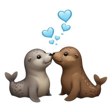 Grey seal and brown otter kissing each other  sticker