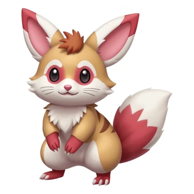 Cute adorable pastel Furret-Minccino-Zangoose-Buizel-hybrid-fusion, full body sticker