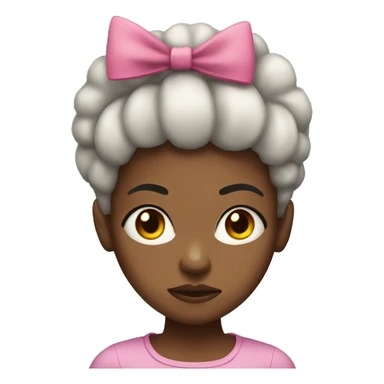 Black girl with short Afro with bow with annoyed face expression  sticker