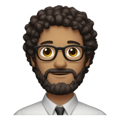 White man with brown eyes and dark curly hair with glasses and a beard wearing ario bros sticker
