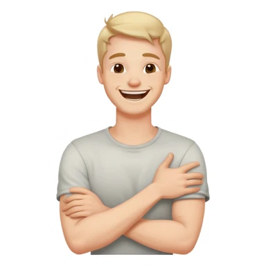 arms crossed holding neck laughing guy sticker