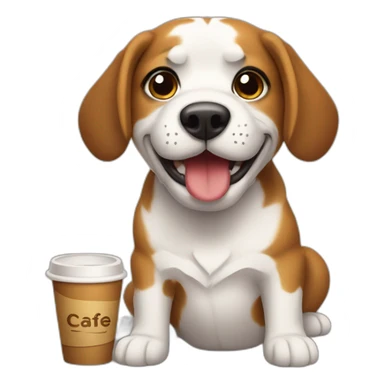 Cão tomando café sticker