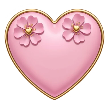 heart with sakura and gold accents sticker