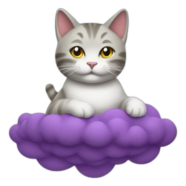 cat secretary sitting on top of the purple cloud sticker