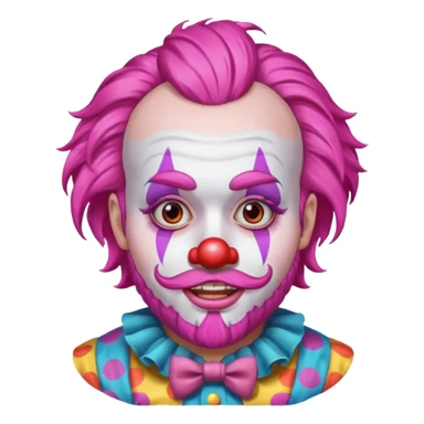 clown with beard, clown outfit, pink hair sticker