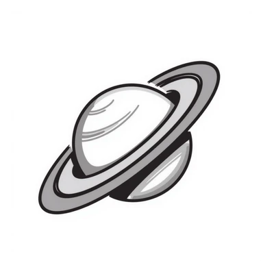 Hand-drawn Saturn planet in grey tones sticker