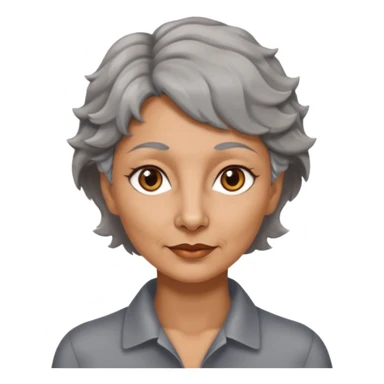 woman 50 years old, tanned skin, very short grey wavy wolf cut hair, brown eyes sticker