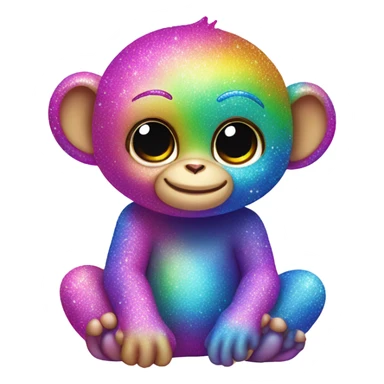 Lisa frank sparkly rainbow baby monkey sticker