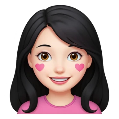 Clean girl long and black Hair and pink Cheek sticker