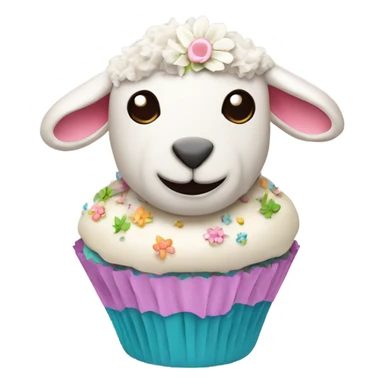 beautifully decorated Easter lamb cupcake sticker