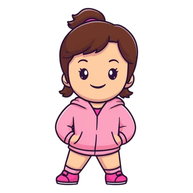 The coolest brunette 1st grader girl who is gorgeous and happy and wearing pink  sticker