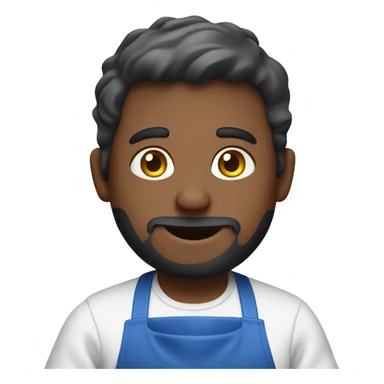 guy in a blue apron preparing food sticker
