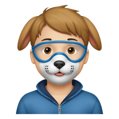 boy wearing dog mouth mask
 sticker