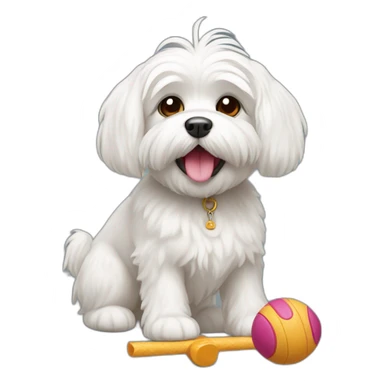 Maltese dog playing toy sticker