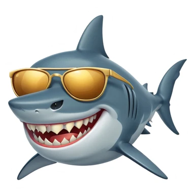 cartoon shark smiling with gold teeth wearing dark sunglasses sticker
