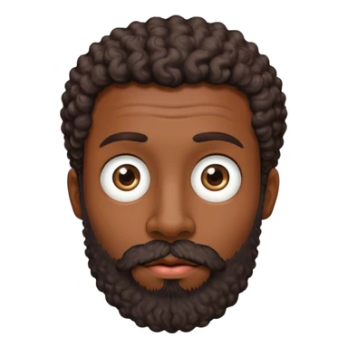 Dark brown male, short curly dark brown hair, big eyes, hight nose, thick lips, full beard sticker