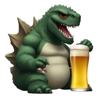 Godzilla with sunglasses drinking a beer sticker